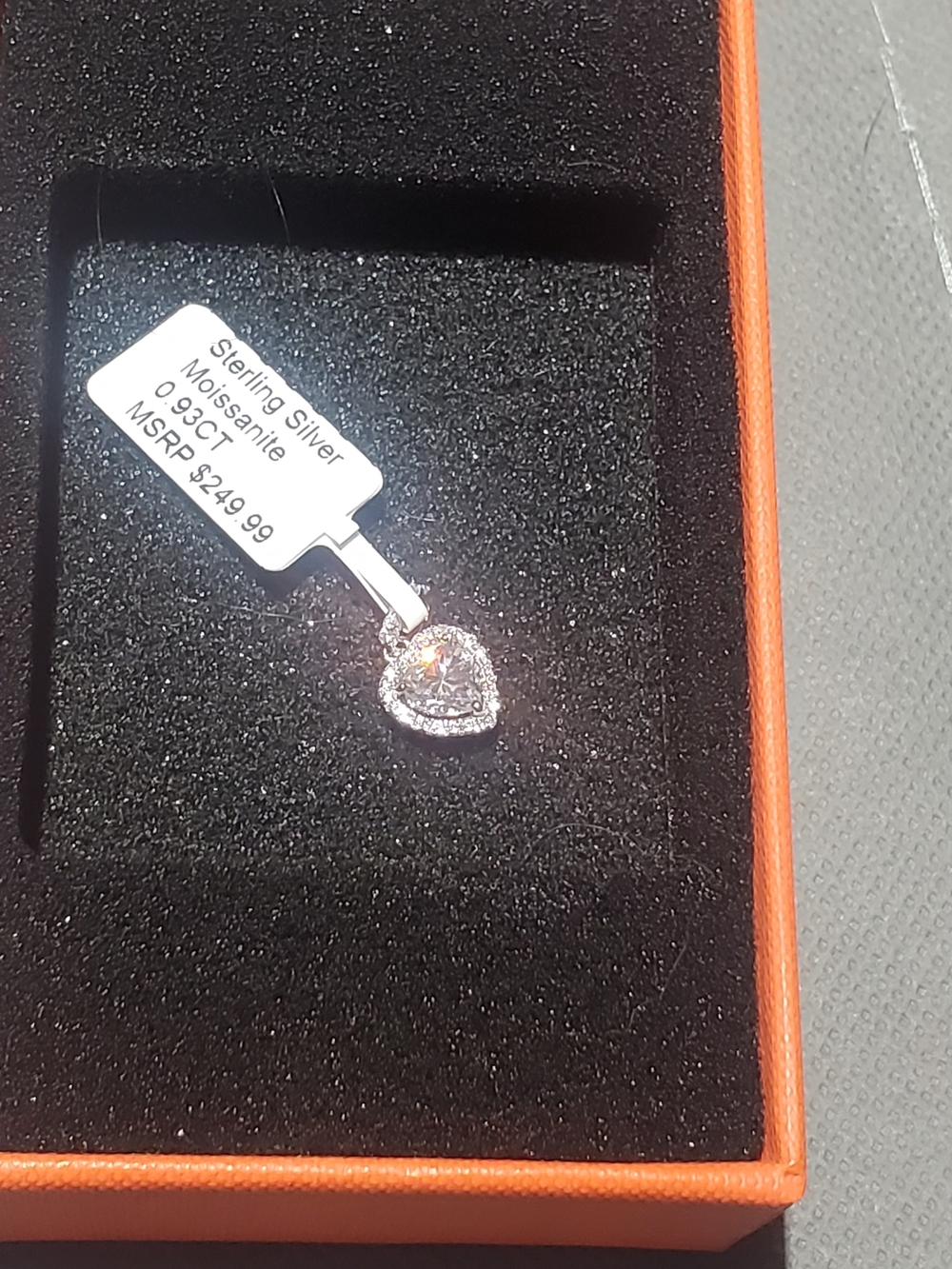 Petite Sterling Silver Heart Moissanite Halo Pendant .93 CT NWT Stunning Sparkle